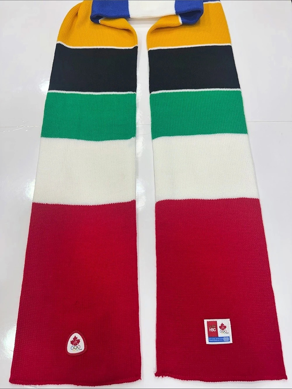 Vintage HBC Team Canada 2006 Turin Olympics Striped Scarf 70”